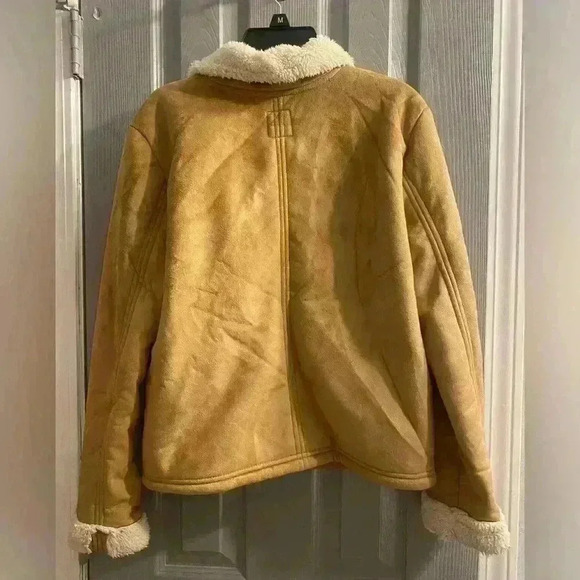 Girls Old Navy faux suede Sherpa lined zippered jacket side pockets NWOT XL (14) - Picture 10 of 13